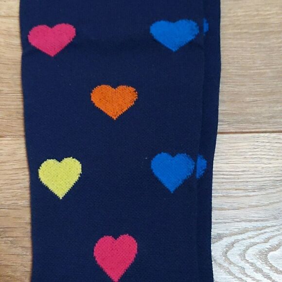 Leg warmers wooden button + colorful hearts compression socks (L/XL) combo NWT - Picture 3 of 9